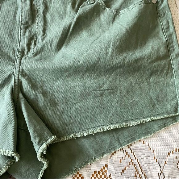 Torrid • Vintage Stretch Agave Green Mid Rise Denim Shorts - Picture 4 of 10
